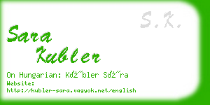 sara kubler business card